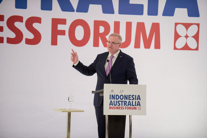 澳洲與中國的關係除了國安因素以外，今年更因為疫情的關係降至低谷。圖為澳洲總理莫里森（Photo by Australian Embassy Jakarta on Flickr under CC BY 2.0）