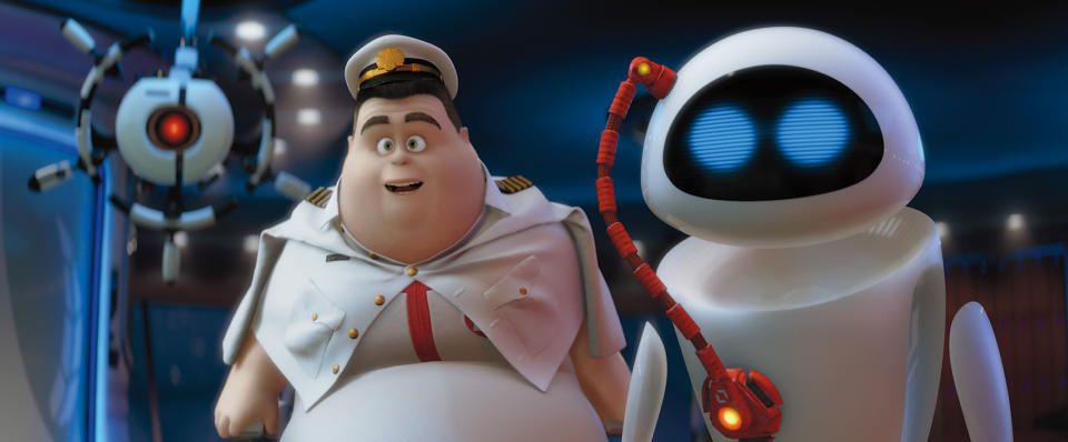 Captain B. McCrea (Jeff Garlin) and Wall-E in Pixar's 2008 blockbuster. (Photo: ©Walt Disney Co./Courtesy Everett Collection)