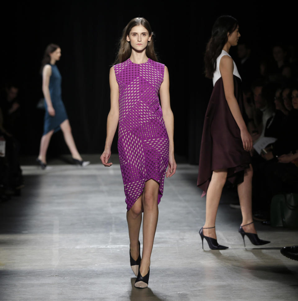 The Narciso Rodriguez Fall 2013 collection is modeled during Fashion Week in New York, Tuesday, Feb. 12, 2013. (AP Photo/Seth Wenig)