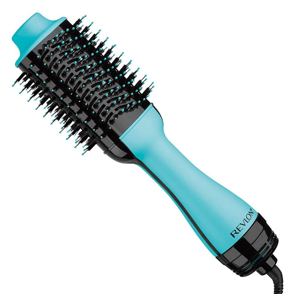 It'll help you go from wet, tangled, frizzy hair to a shiny, salon-worthy blowout in minutes. The brush has special vents that allow air to flow so hair dries faster. Plus, it's quicker than using a dryer and then a flat iron or curling iron, which means less heat damage. FYI, this is the hot air brush that all the influencers you follow on Instagram are raving about because it is just 👏 that 👏 good 👏 <br /><br /><strong>Promising review:</strong> "<strong>This product did what it said it would and more.</strong> It is easy to use, and it has saved me time getting ready in the morning. <strong>My hair is so shiny and full of volume. It feels very healthy. Even the ends of my hair look good.</strong> I have even been able to use it to extend days between washes. Very impressed." &mdash; <a href="https://amzn.to/3hb3VJo" target="_blank" rel="noopener noreferrer">Sara Kovach</a><br /><br /><strong>Get it from Amazon for <a href="https://amzn.to/3un6OLa" target="_blank" rel="noopener noreferrer">$41.88+</a> (available in four colors).</strong>