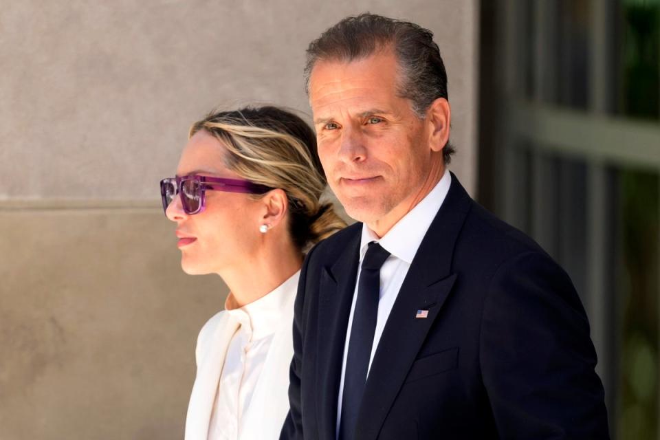 Hunter Biden departs from federal court with his wife, Melissa Cohen Biden, Friday, June 7, 2024, in Wilmington (AP)