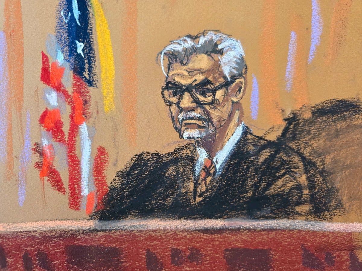 Judge Juan Merchan, shown in a courtroom sketch (REUTERS/Jane Rosenberg)