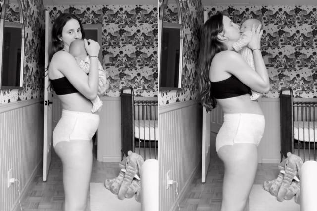 New mom praises her postpartum body in all its adult diaper