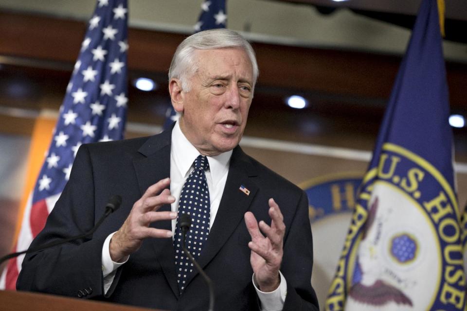 FILE - In this Dec. 5, 2013 file photo House Minority Whip Steny Hoyer of Md. speaks during a news conference on Capitol Hill in Washington. Congress returns to work on Jan. 6, 2014, with election-year politics certain to shape an already limited agenda. (AP Photo/J. Scott Applewhite, File)