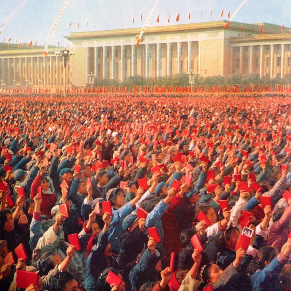 Red Guards in Tiananmen Square with Mao’s Little Red Book in 1967