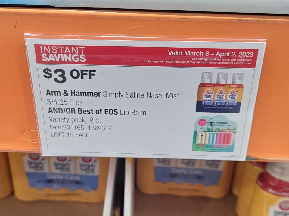 Instant Savings coupon at Costco