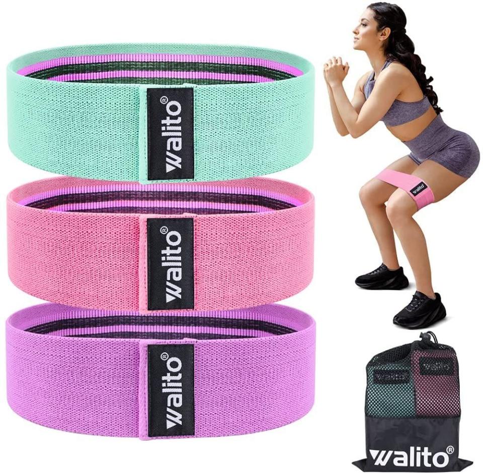 5) Walito Resistance Bands for Legs and Butt - Exercise Bands Set Booty Hip Bands Wide Workout Bands Sports Fitness Bands Resistance Loops Band Anti Slip Elastic (Green,Pink,Purple)