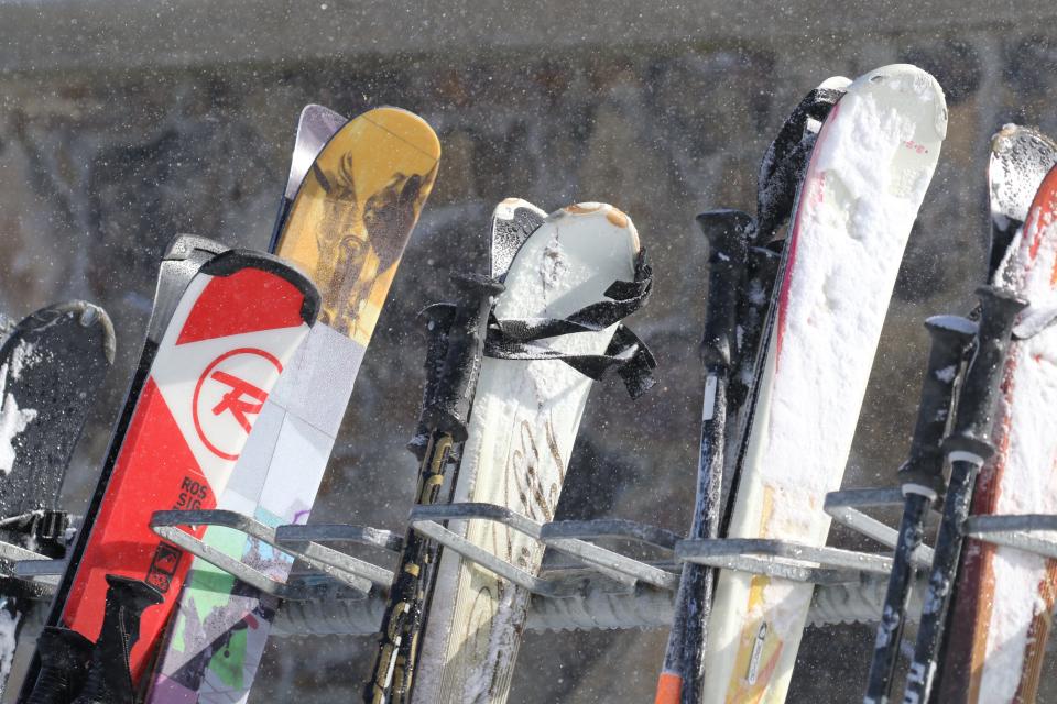 Snowboards at the ready at Mountain Creek Resort in Vernon, NJ, Jan. 4, 2022.