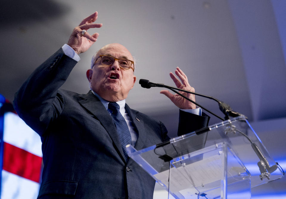 Rudy Giuliani speaks in Washington in 2018. (Photo: Andrew Harnik/AP)