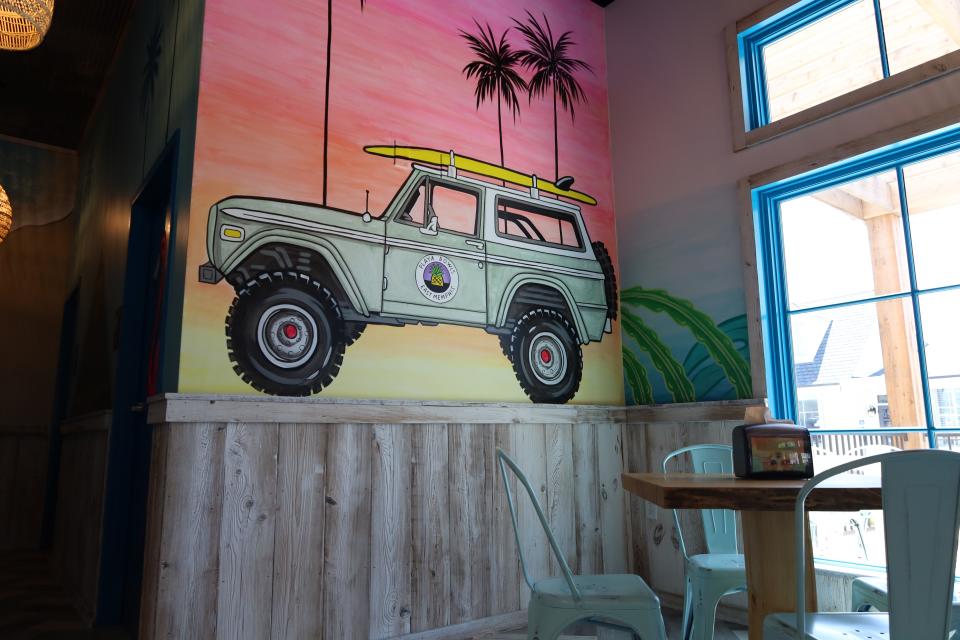 Beachy murals cover the indoor walls of new East Memphis acai bowl restaurant Playa Bowls, opening Saturday, May 11, 2024.