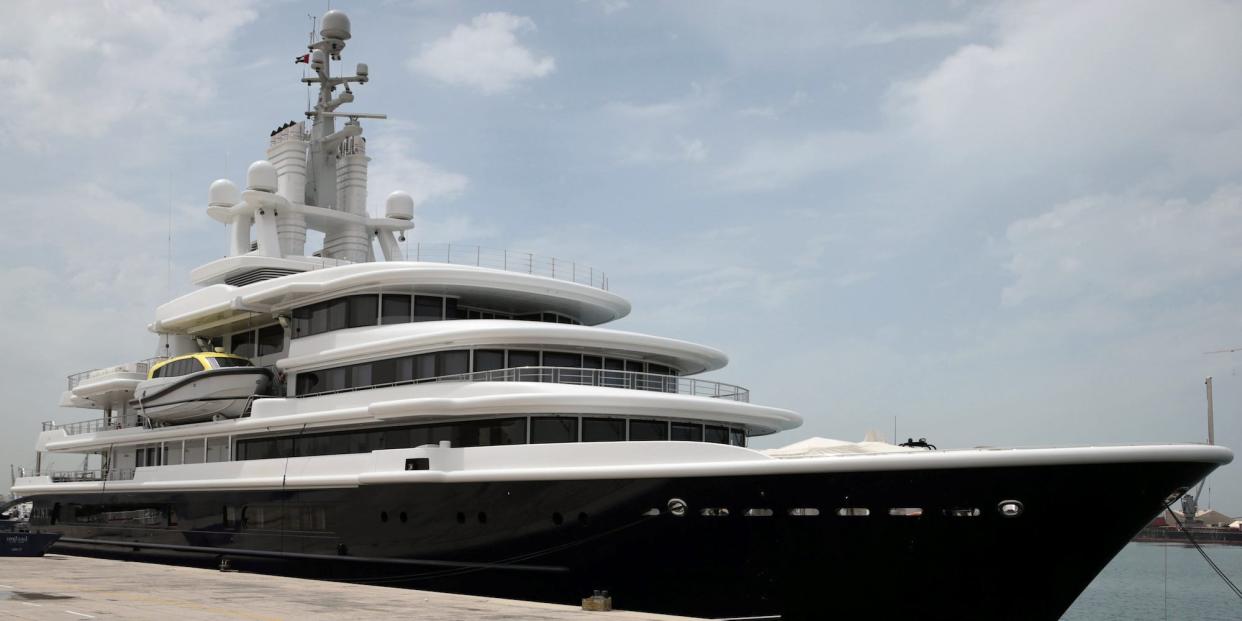 The yacht "Luna" owned by Farkhad Akhmedov seen in the Port Rashid, Dubai in 2019