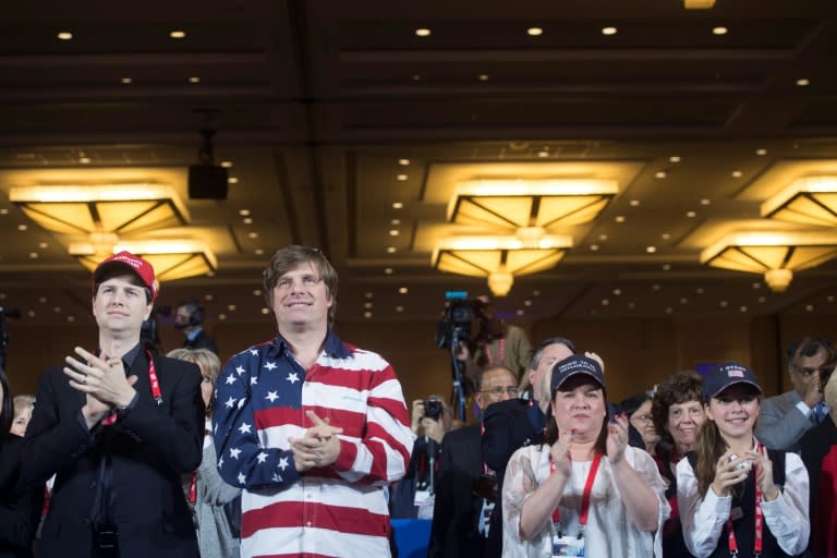 People applaud as US Trump speaks at CPAC