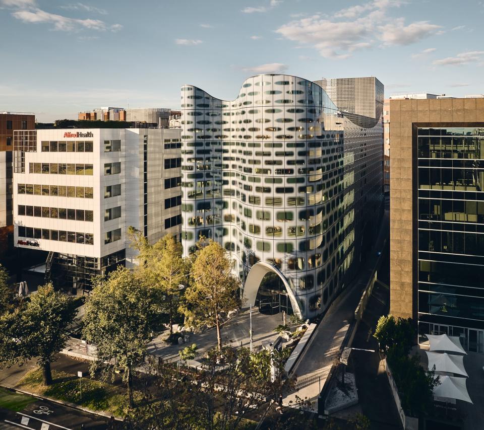 A cancer treatment building in Melbourne, Australia.