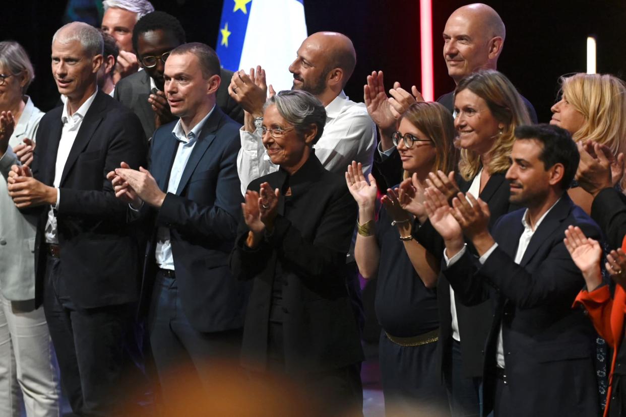 C'est au Centre des Congrès Robert-Schuman, parti pro-européen oblige, que la mouvance présidentielle a tenu son premier rendez-vous après la longue séquence électorale qui a valu à Emmanuel Macron une reconduction à l'Élysée. - Jean-Christophe Verhaegen / AFP