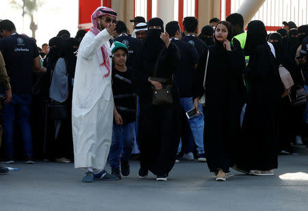 Saudi Arabia families arrive to a rally to celebrate the 87th annual National Day of Saudi Arabia in Riyadh, Saudi Arabia September 23,2017. REUTERS/Faisal Al Nasser