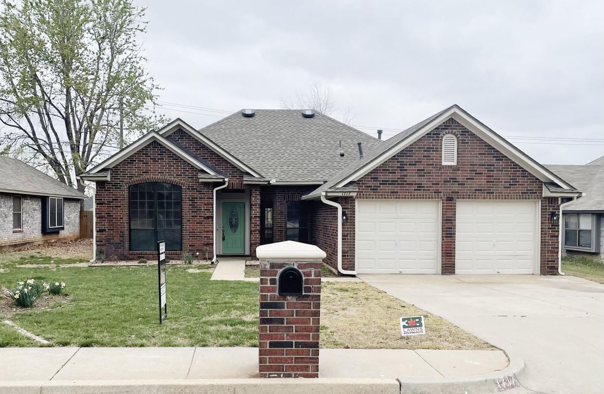 This 1,894-square-foot home with three bedrooms and two baths, at 1717 Dena Lane in Edmond, is listed for $315,000 with Collection 7 Realty.