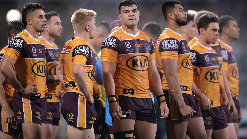 Brisbane's season went from bad to worse against Canberra, getting thumped 36-8 despite a promising first half. (Photo by Matt King/Getty Images)