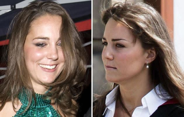 Kate pictured left in 20014 and right in 2005. Photo: Getty