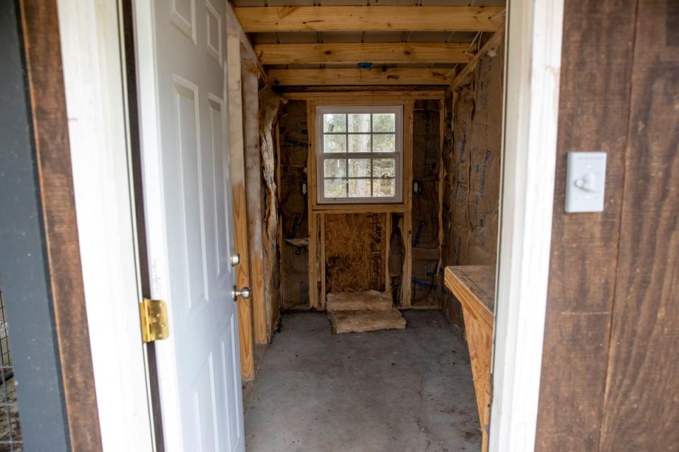 The feed room where Paul Murdaugh's body was found at the Murdaugh Moselle property on Wednesday (AP)