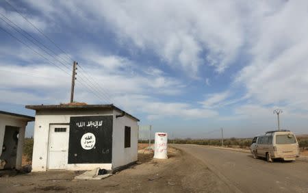 File photo: A checkpoint that belonged to Islamic State militants is seen at the entrance of Qabasin town, near the northern Syrian town of al-Bab, Syria January 12, 2017. REUTERS/Khalil Ashawi