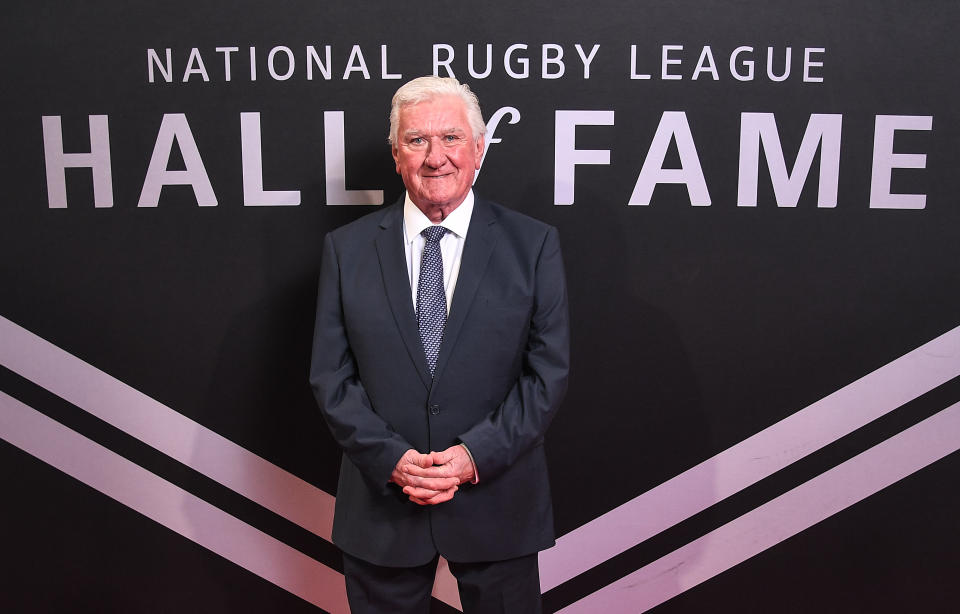 SYDNEY, AUSTRALIA - AUGUST 14: Ray Warren arrives ahead of the 2019 NRL Hall of Fame at Carriageworks on August 14, 2019 in Sydney, Australia. (Photo by James Gourley/Getty Images)