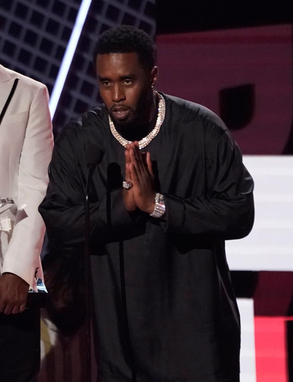 Sean "Diddy" Combs accepts the lifetime achievement award at the BET Awards on June 26, 2022, at the Microsoft Theater in Los Angeles.