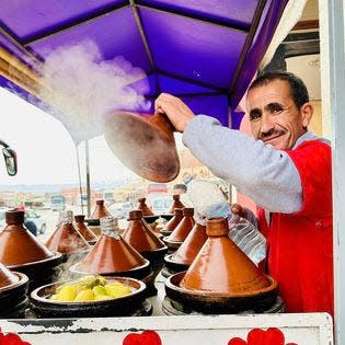 We stopped at a local restaurant for tagine on our way to the Sahara Desert.