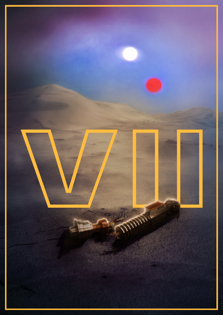 Hobo95 created this gloriously understated teaser poster that features the famed binary sunset from Luke Skywalker’s home planet of Tatooine. The twin orbs have appeared in every “Star Wars” movie except “Empire Strikes Back” and you can bet your Bantha they’ll make an appearance in “Episode VII.” 
