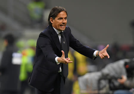 FILE PHOTO: Soccer Football - Serie A - AC Milan v Lazio - San Siro, Milan, Italy - April 13, 2019 Lazio coach Simone Inzaghi during the match REUTERS/Daniele Mascolo