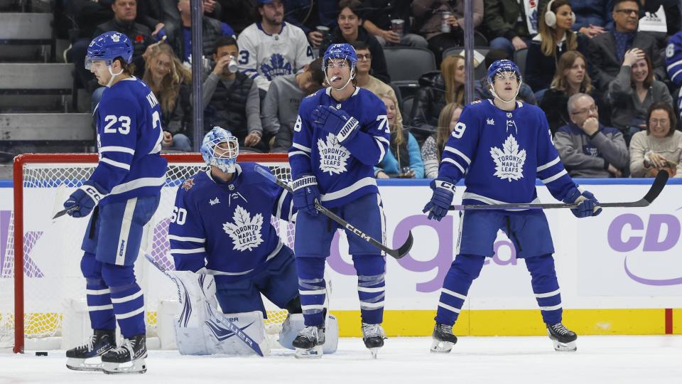 The Maple Leafs can't seem to keep the puck out of their own net. (Kevin Sousa/NHLI via Getty Images)