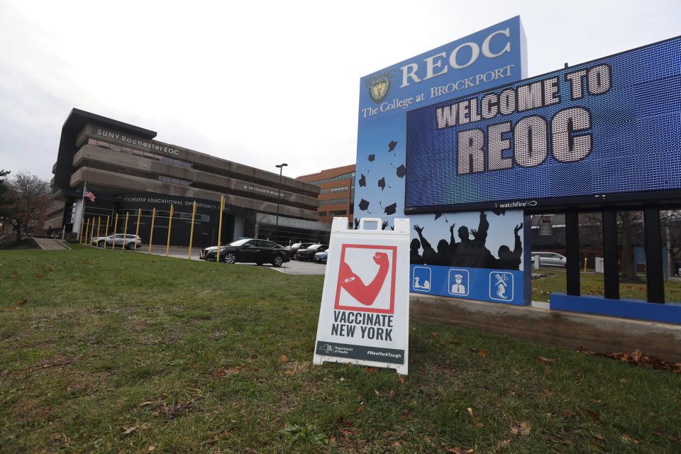 One of the state sites for a COVID vaccination and booster shot is at the Rochester Educational Opportunity Center on Chestnut Street In downtown Rochester on Dec.11, 2021.