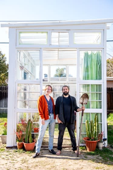 Jenny Grosso and Trevor Morris built a greenhouse from the repurposed windows they collected from their neighbors.
