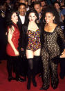 <p>Brunette for the night in knee-high stockings and a colourful sequined body suit. <i>(Photo by Ke.Mazur/WireImage)</i></p>