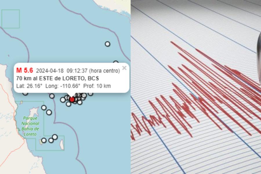 Reportan temblor de magnitud 5.6 en Baja California Sur 