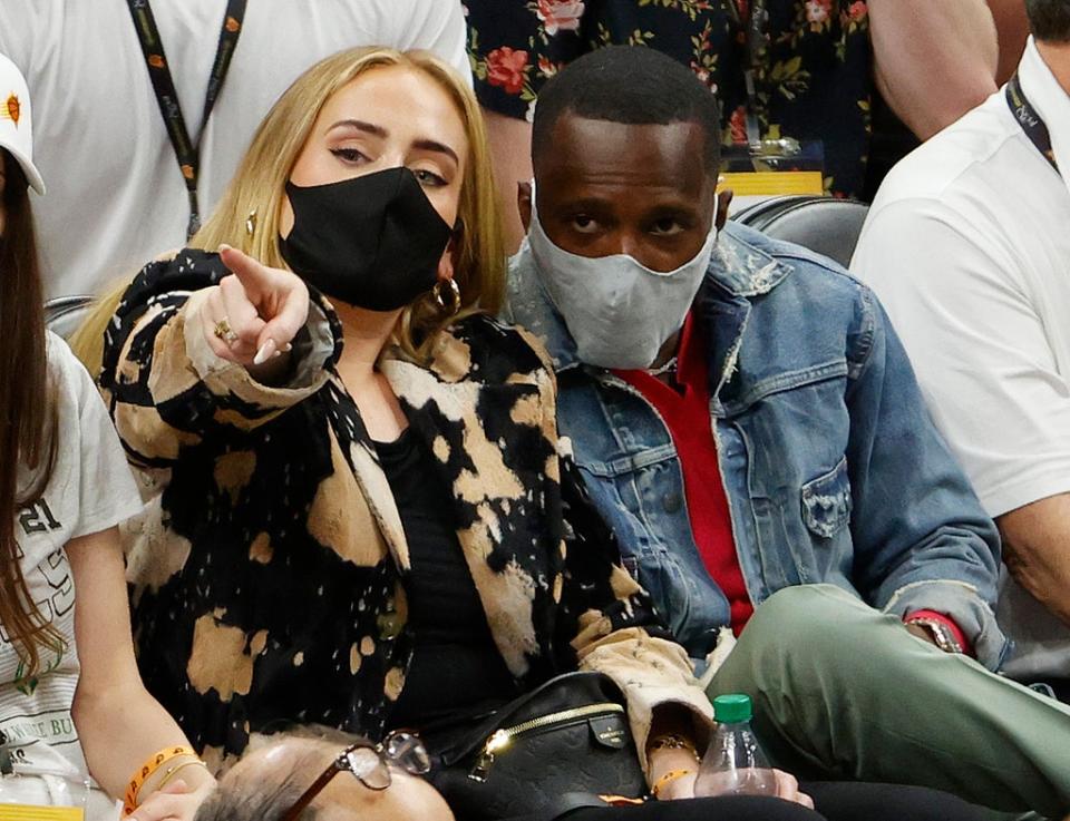 Adele and Rich Paul at an NBA game (Getty Images)