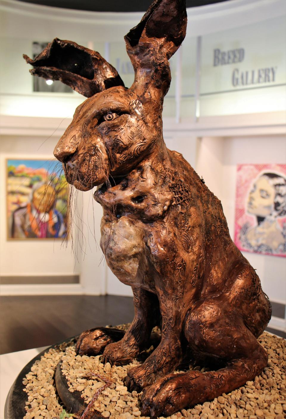 A clay work by Linda Stricklin titled "The Shapeshifter ... Mudpie O'Hare" at the Center for Contemporary Arts.