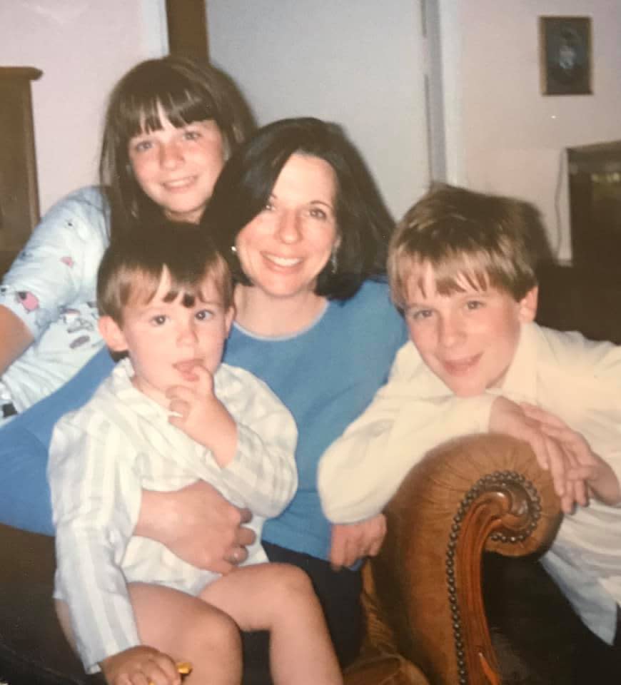 The image posted by Sarah Jane Pascoe-Hudson, centre, of her and her children, clockwise from top left, Lucy, Matthew and Peter. Source: Facebook