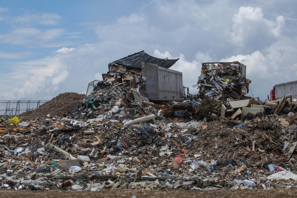 Waste is dumped at the Minquadale landfill in July 2019.