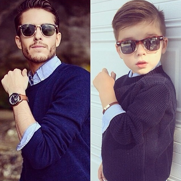 adorable little boy re-creates model photos