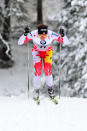 Canadian Devon Kershaw competes in the men's Tour de Ski 5 km classic individual in Toblach on January 3, 2011. AFP PHOTO / GIUSEPPE CACACE (Photo credit should read GIUSEPPE CACACE/AFP/Getty Images)