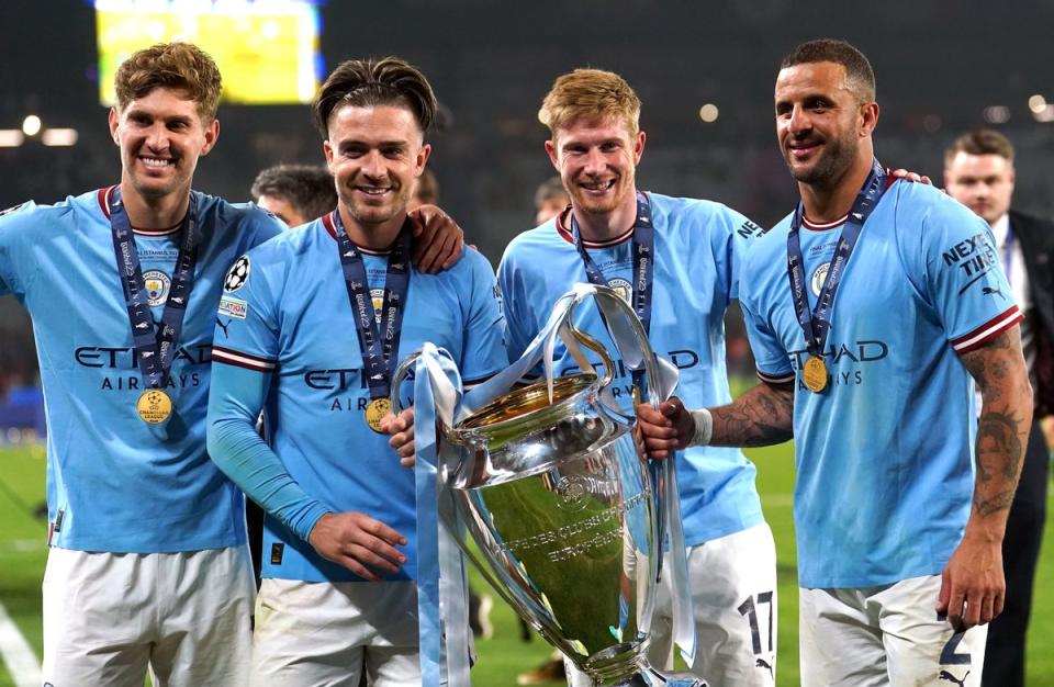 Manchester City became only the second English side to win a treble in 2023 (PA)