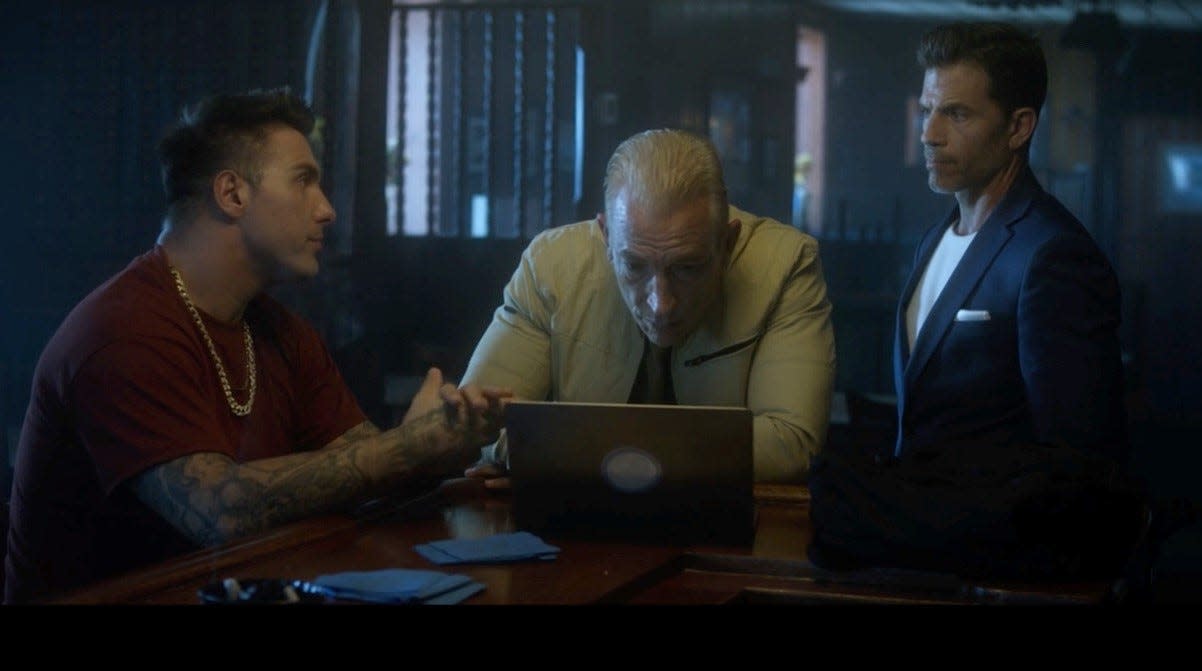Lorenzo Antonucci (left to right), Sonny Marinelli and Chris Tardio face off in "Jersey Bred," a new mob drama filmed in the Garden State.