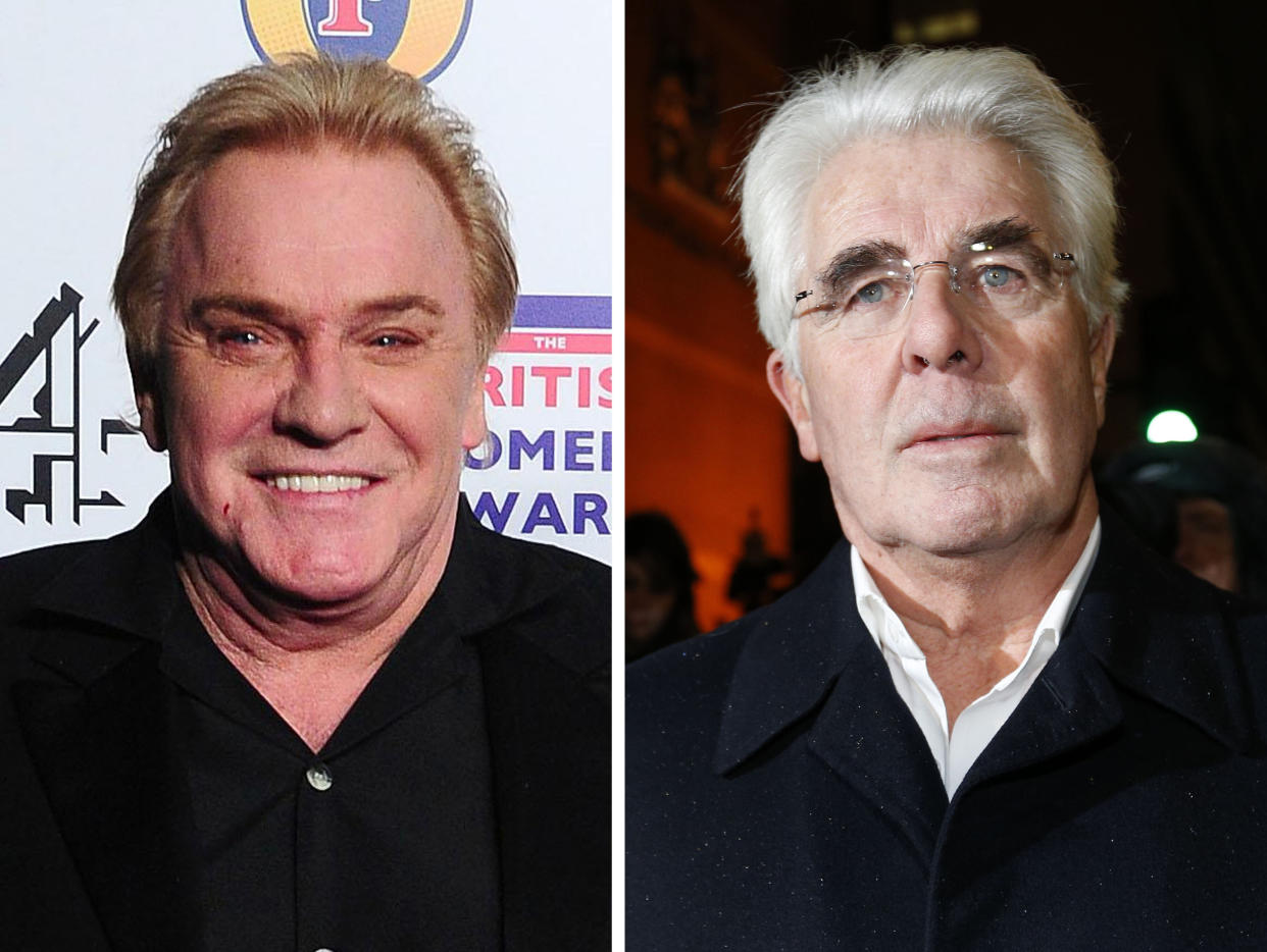 Freddie Starr (left) and Max Clifford.  (Photo by Ian West/PA Images via Getty Images)