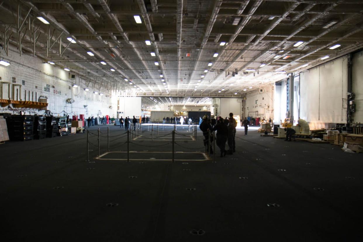 USS Ford hangar bay