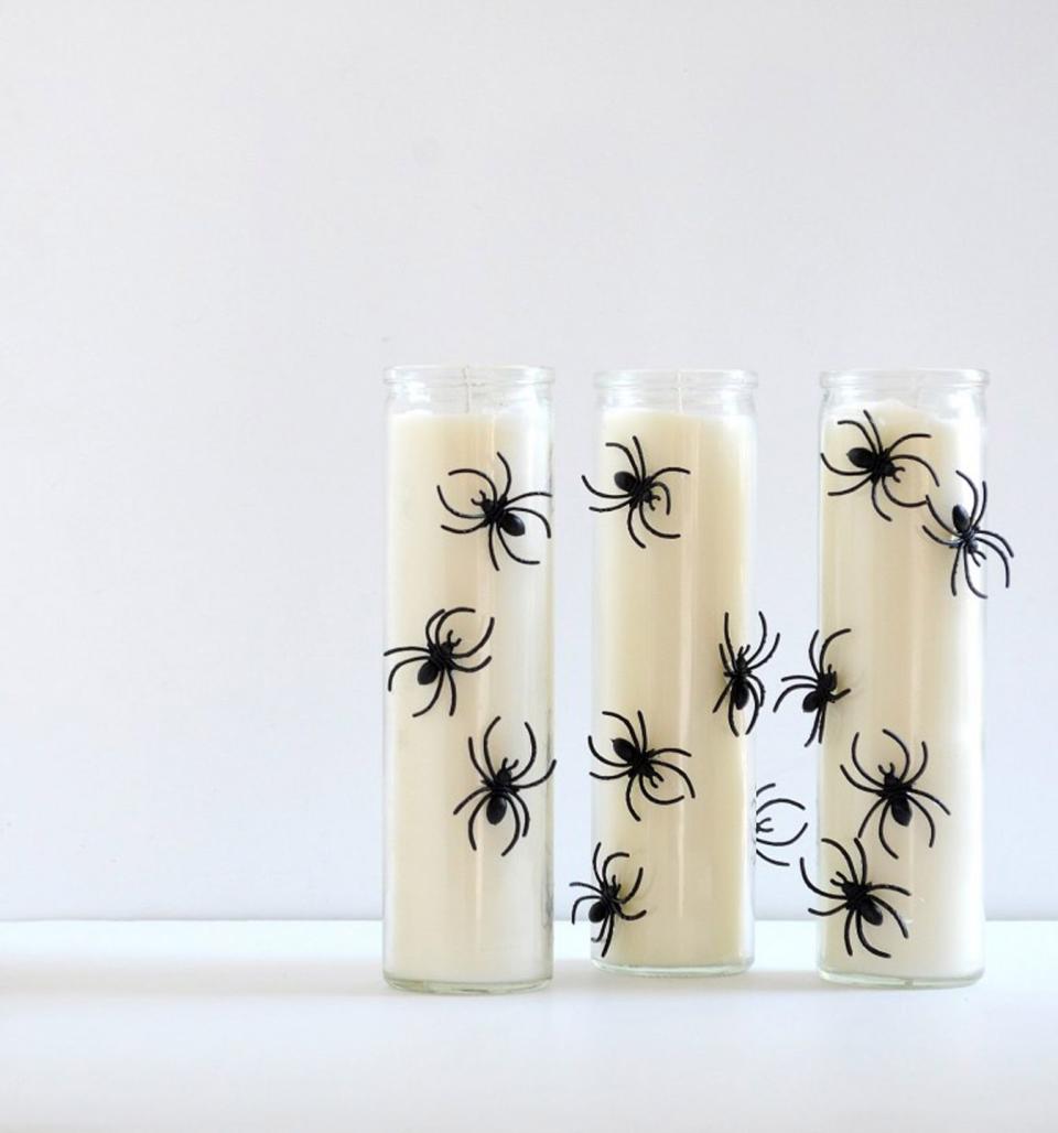 <p>Sometimes the best holiday decor is the easiest, too. Case-in-point: These critter-covered DIYs that can be made in mere minutes! </p><p><strong>Get the tutorial at <a href="http://eighteen25.com/2016/09/spooky-spider-candles/" rel="nofollow noopener" target="_blank" data-ylk="slk:Eighteen 25;elm:context_link;itc:0;sec:content-canvas" class="link ">Eighteen 25</a>.</strong><br></p><p><a class="link " href="https://www.amazon.com/Fun-Express-Plastic-Halloween-Spiders/dp/B001ETSFEE?tag=syn-yahoo-20&ascsubtag=%5Bartid%7C10050.g.22221887%5Bsrc%7Cyahoo-us" rel="nofollow noopener" target="_blank" data-ylk="slk:SHOP PLASTIC SPIDERS;elm:context_link;itc:0;sec:content-canvas">SHOP PLASTIC SPIDERS</a><br></p>