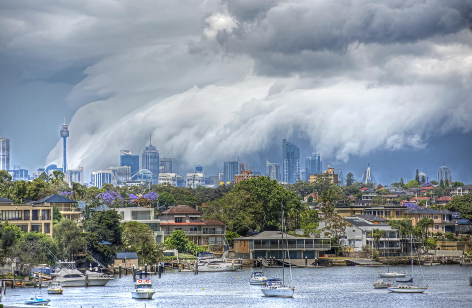 storm over Sydney and the  Parramatta river.