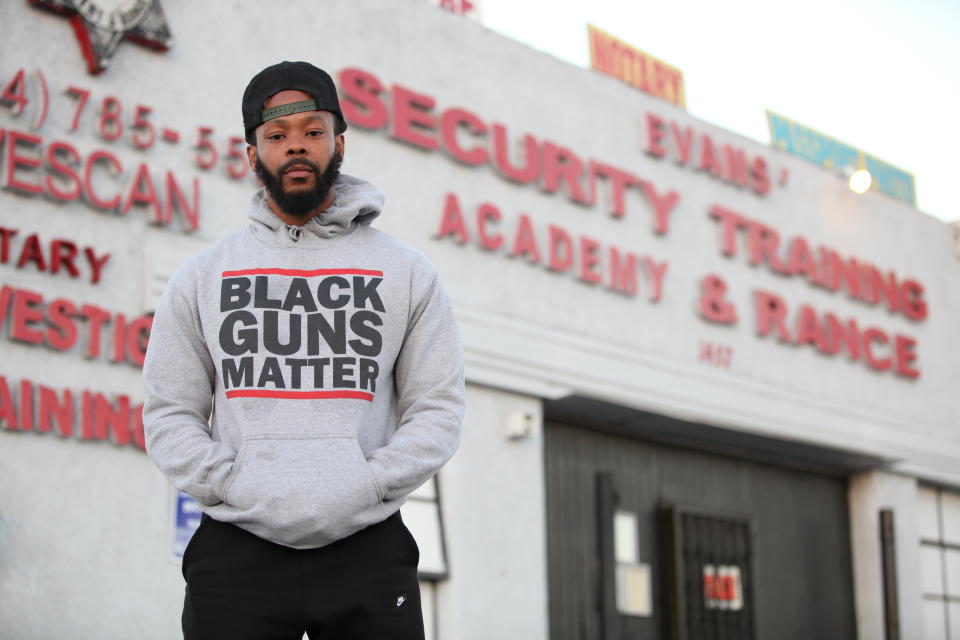 Black Guns Matter founder Maj Toure in Los Angeles in December 2016.<span class="copyright">Ruaridh Connellan—Barcroft Images/Getty Images</span>