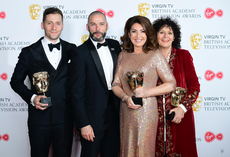 Jane McDonald with the Features award for Cruising with Jane McDonald in the press room at the Virgin TV British Academy Television Awards 2018 held at the Royal Festival Hall, Southbank Centre, London.