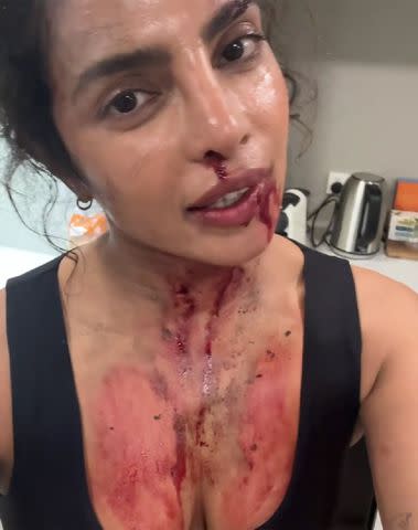 <p>Priyanka Chopra/Instagram</p> Priyanka Chopra shares look at 'The Bluff' movie makeup.