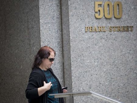 Anna Makovetskaya exits the U.S. District Court for the Southern District of New York in Lower Manhattan following her sentencing July 15, 2014. REUTERS/Brendan McDermid